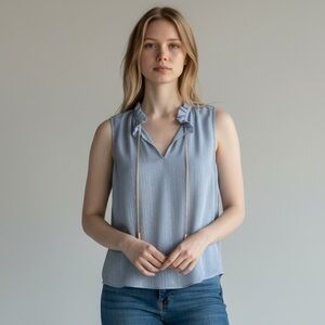 MICHAEL Michael Kors Sleeveless Blue Top with Gold Details